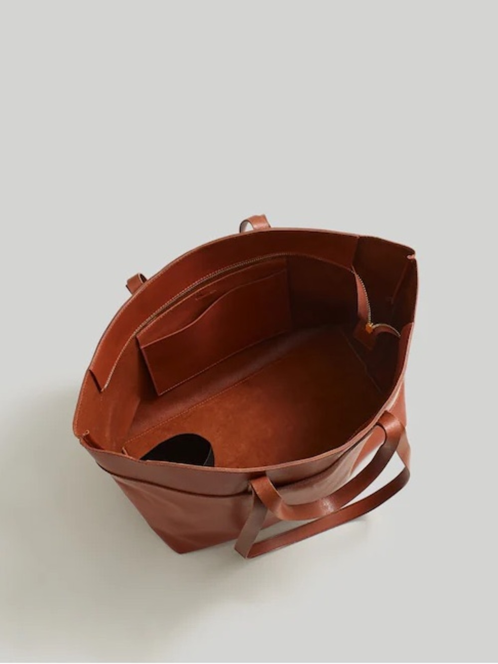 NWT Madewell The Zip-Top Essential Tote Leather Warm Cinnamon - Picture 3 of 14